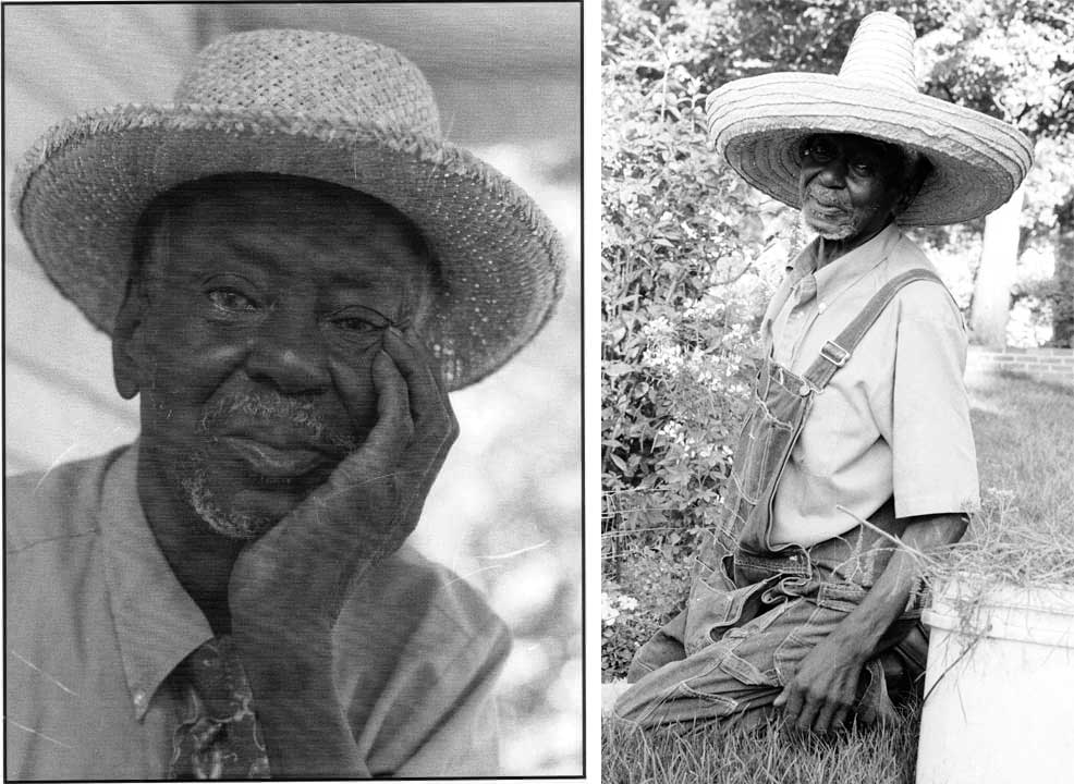 Side by side photos of George. One is a portrait, the other he's wearing a sumbrero.